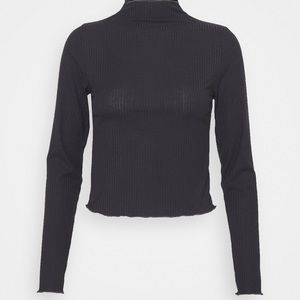🧡3/$30 H&M Sheer Black Mock-neck Long sleeve size Medium